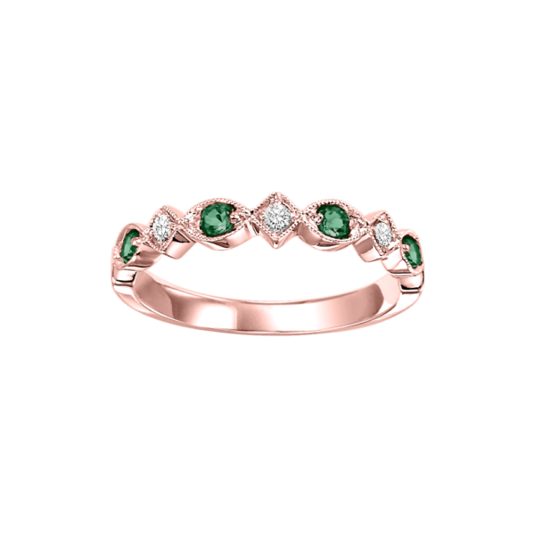 Stackable Prong Set Emerald Band In 10K Rose Gold (1/20 Ct. Tw.)