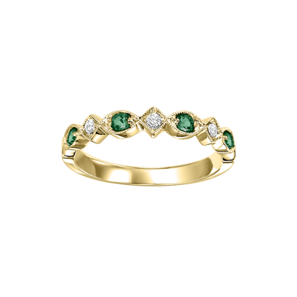 Stackable Prong Set Emerald Band In 10K Yellow Gold (1/20 Ct. Tw.)