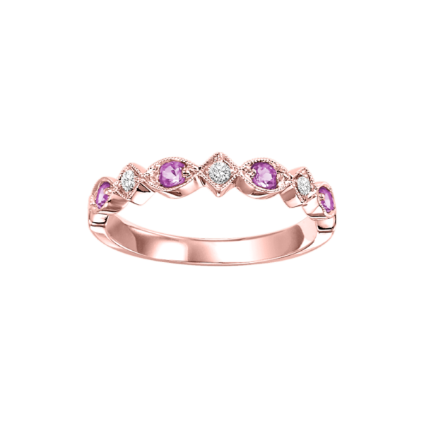 Stackable Pink Sapphire & Diamond Band 10K Rose Gold (1/20 Ct. Tw.)