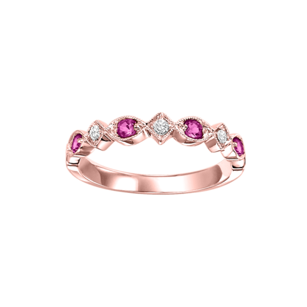 10K Rose Gold Stackable Prong Ruby Band (1/20 Ct. Tw.)