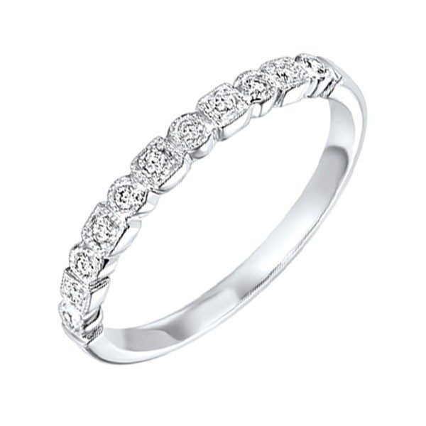 Diamond Geometric Milgrain Stackable Band In 10k White Gold