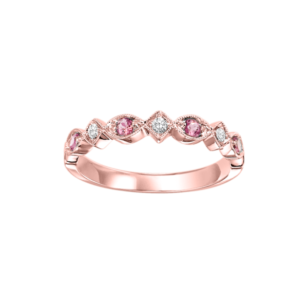 10K Rose Gold Stackable Prong Pink Tourmaline Band (1/20 Ct. Tw.)