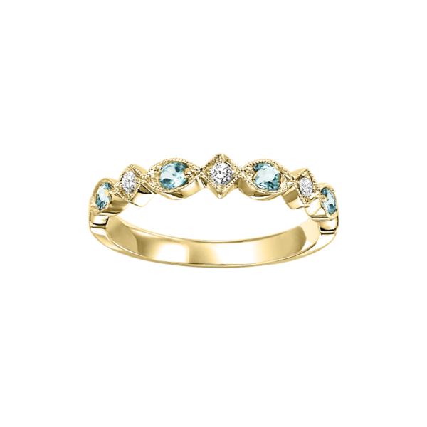 10K Yellow Gold Stackable Prong Blue Topaz Band (1/20 Ct. Tw.)