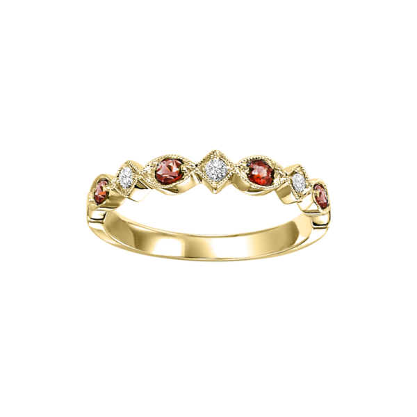 10K Yellow Gold Stackable Prong Garnet Band (1/20 Ct. Tw.)