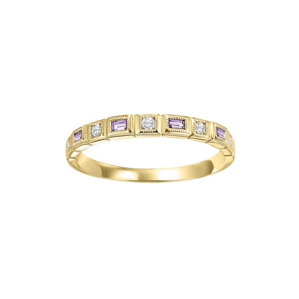 10K Yellow Gold Stackable Bezel Alexandrite Band (1/12 Ct. Tw.)