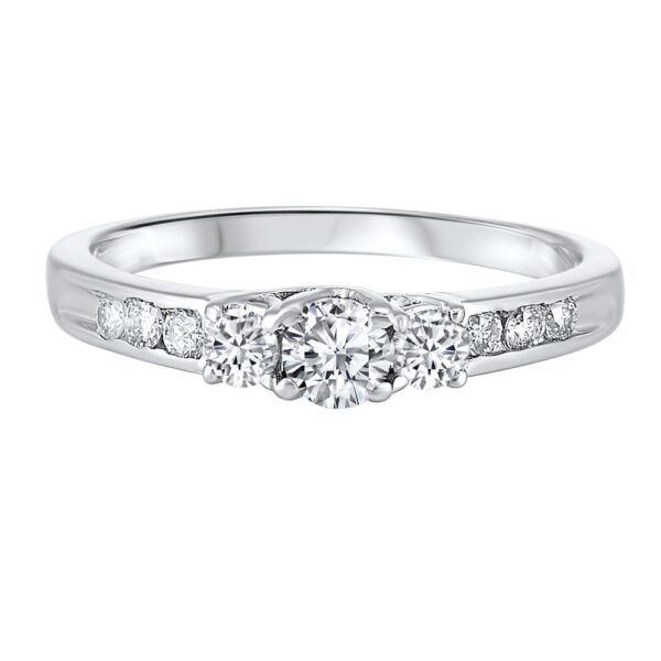 Three Stone Plus Diamond Ring In 14K White Gold (1 1/2 Ct. Tw)