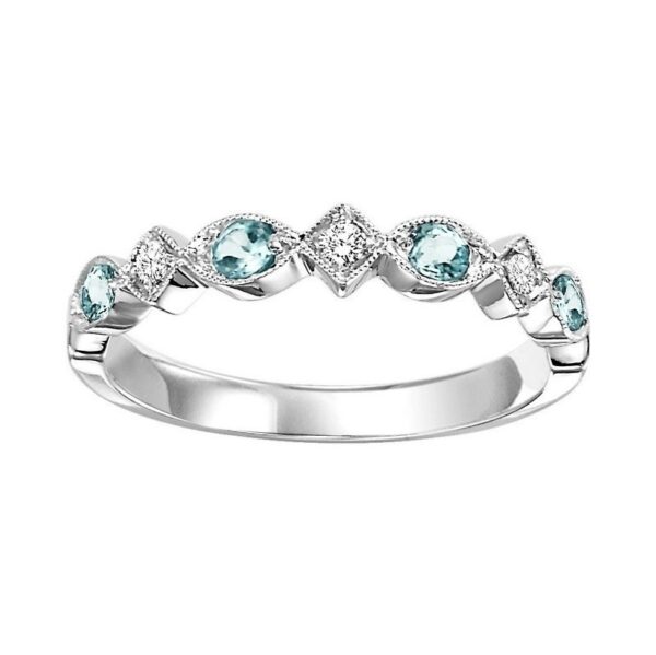 10K White Gold Stackable Prong Blue Topaz Band (1/20 Ct. Tw.)