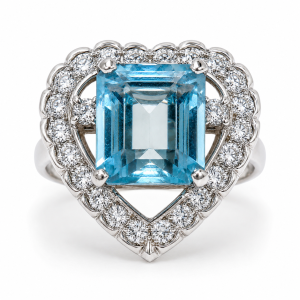 14kw Aquamarine Heart Ring