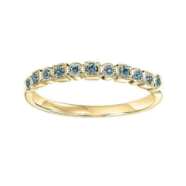 10K Yellow Gold Stackable Prong Colored Diamond Band (1/10 Ct. Tw.)