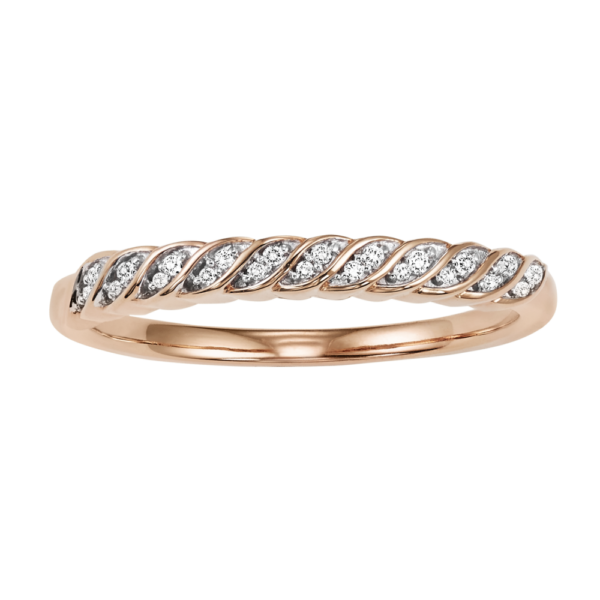 10K Rose Gold Stackable Prong Diamond Band (1/10 Ct. Tw.)