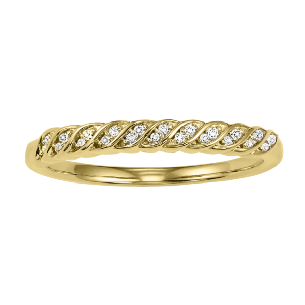 10K Yellow Gold Stackable Prong Diamond Band (1/10 Ct. Tw.)