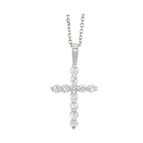 Diamond Classic Cross Pendant In 14k White Gold (1 Ctw)