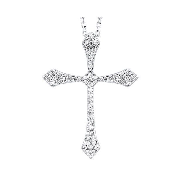 Diamond Celtic Cross Pendant Necklace In 14k White Gold (1/3 Ctw)