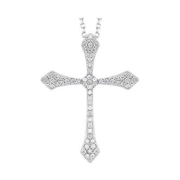 Diamond Celtic Cross Pendant Necklace In 14k White Gold (1/4 Ctw)