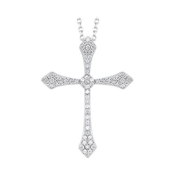 Diamond Celtic Cross Pendant Necklace In 14k White Gold (1/20 Ctw)