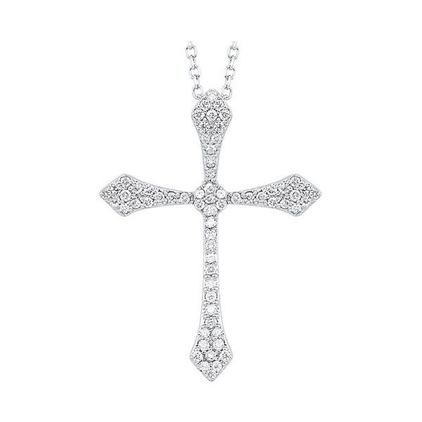 Diamond Celtic Cross Pendant Necklace In 14k White Gold (1/7 Ctw)