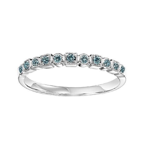 10K White Gold Stackable Prong Colored Diamond Band (1/10 Ct. Tw.)