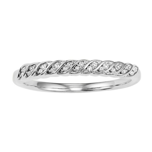 10K White Gold Stackable Prong Diamond Band (1/10 Ct. Tw.)