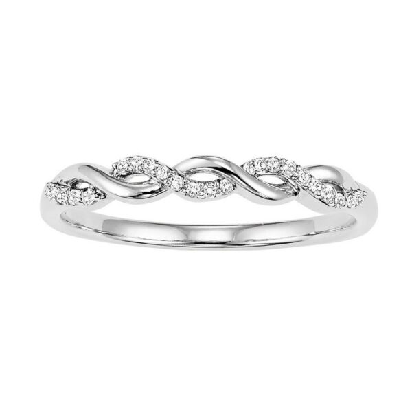 10K White Gold Stackable Prong Diamond Band (1/20 Ct. Tw.)