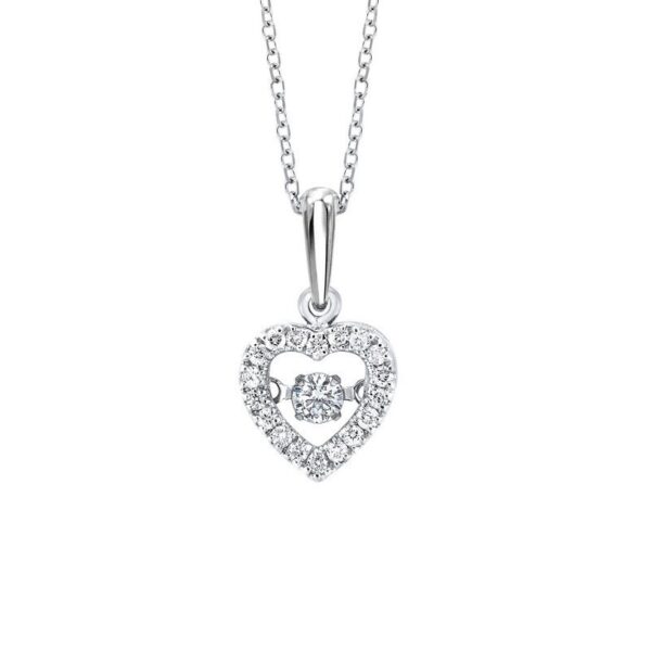 10K White Gold ROL Prong Diamond Necklace 1/5CT