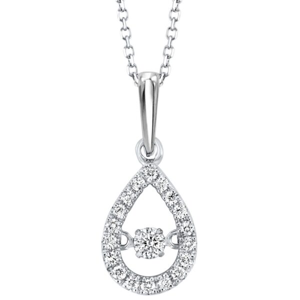 10K White Gold ROL Prong Diamond Necklace 1/5CT