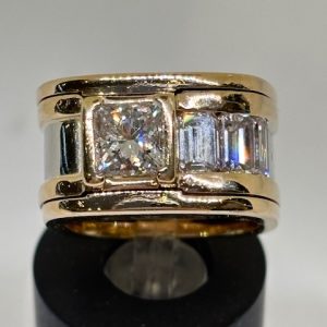 18K yellow & white gold and diamond hand made ladies ring