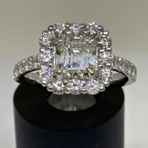 Ladies 14K Asscher cut Diamond ring .
