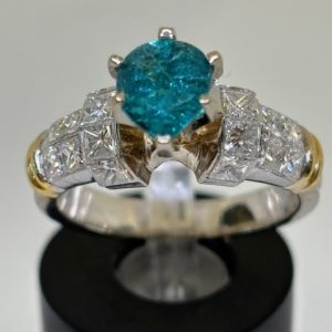 18K White Gold, Paraiba Tourmaline & Diamond Ring
