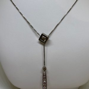 14K White Gold & Diamond Lariat Necklace