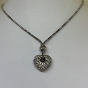 14K White Gold/Diamond Heart Necklace