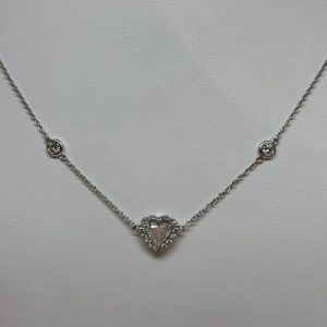 18K White Gold/ Diamond Heart Necklace